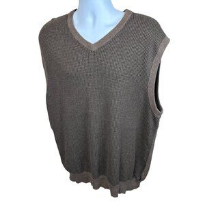 Chaps brown pullover vest, size XXL, houndstooth pattern, 100% cotton